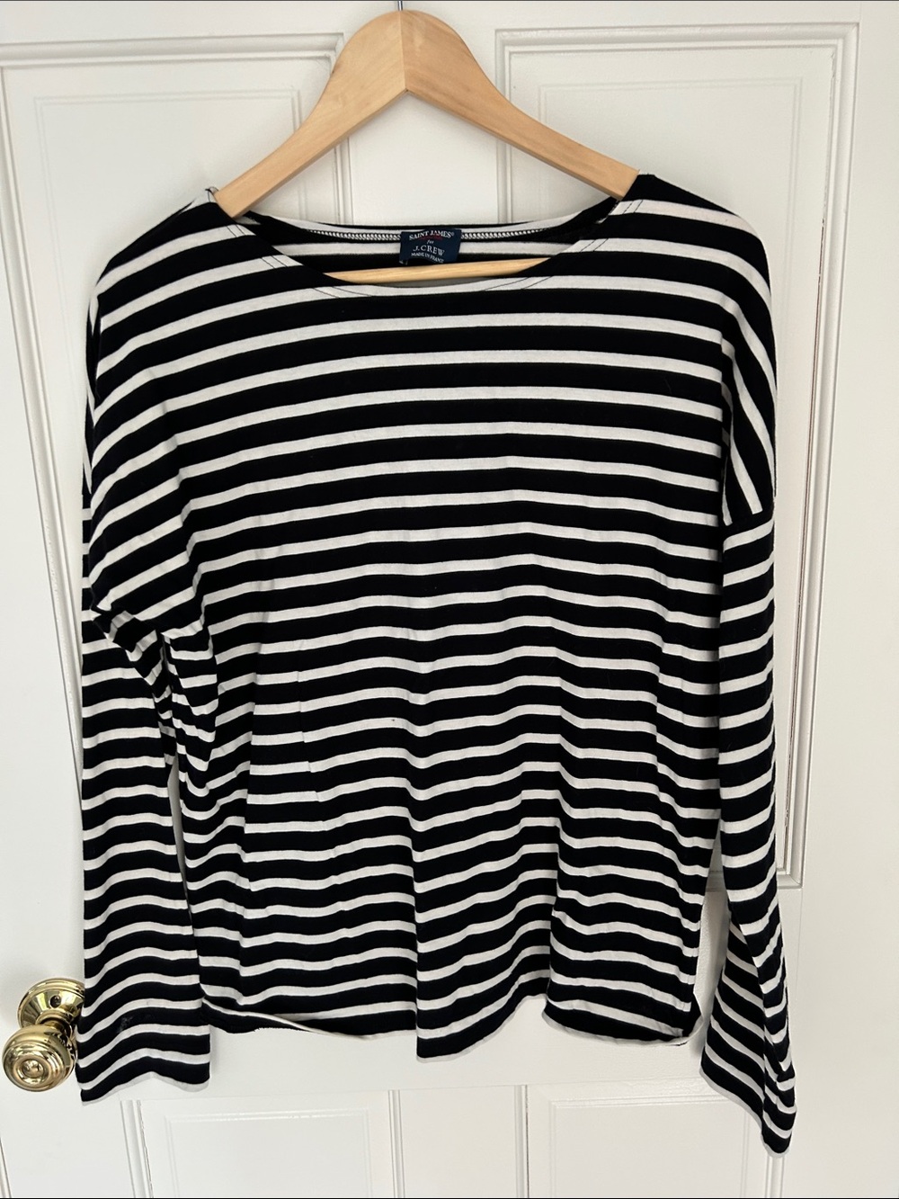 Saint James for J Crew Made in France Black & White Striped Long-Sleeve Top